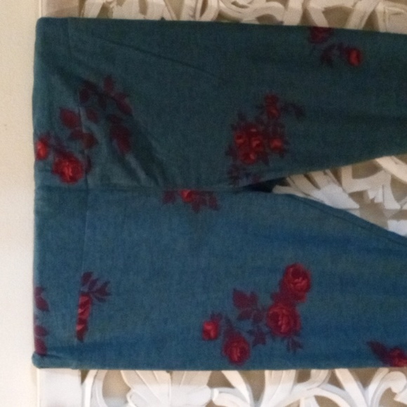 LulaRoe Women's SZ TC 16/18 Fushia Floral Teal Colored Soft Comfy Leggings - Picture 8 of 15